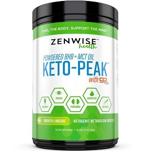 bottle of Zenwise Health Powdered BHB and MCT Keto-Peak