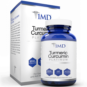 bottle of 1MD Turmeric Curcumin Platinum