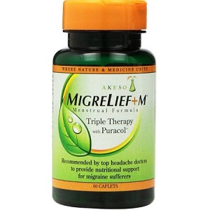 bottle of Akeso MigreLief Original Formula Triple Therapy with Puracol