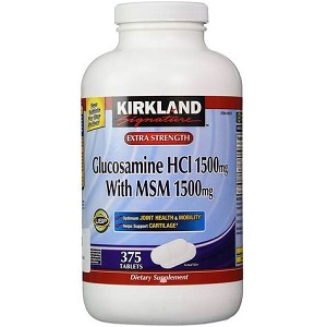 bottle of Kirkland Signature Glucosamine HCI