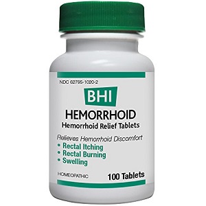 bottle of MediNatura BHI Hemorrhoid Relief Tablets