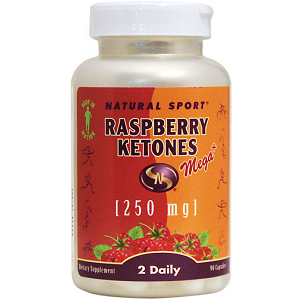 bottle of Natural Sport Raspberry Ketones Mega