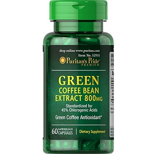 bottle of Puritan's Pride Green Coffee Bean Extract