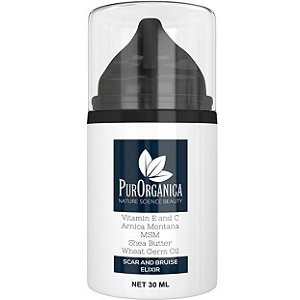 bottle of PurOrganica Scar and Bruise Cream