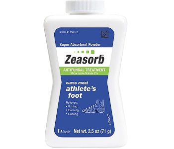 bottle of zeasorb antifungal powder