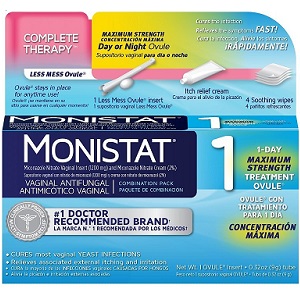 box of Monistat 1 Complete Therapy Less Mess Ovule