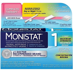 box of Monistat 1 Complete Therapy Less Mess Ovule